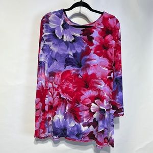 Susan graver liquid knit purple and red tunic. Size 3X. EUC.